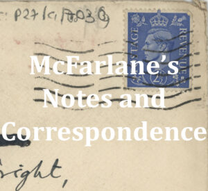 Link to 'McFarlane's Notes and Correspondence' page.