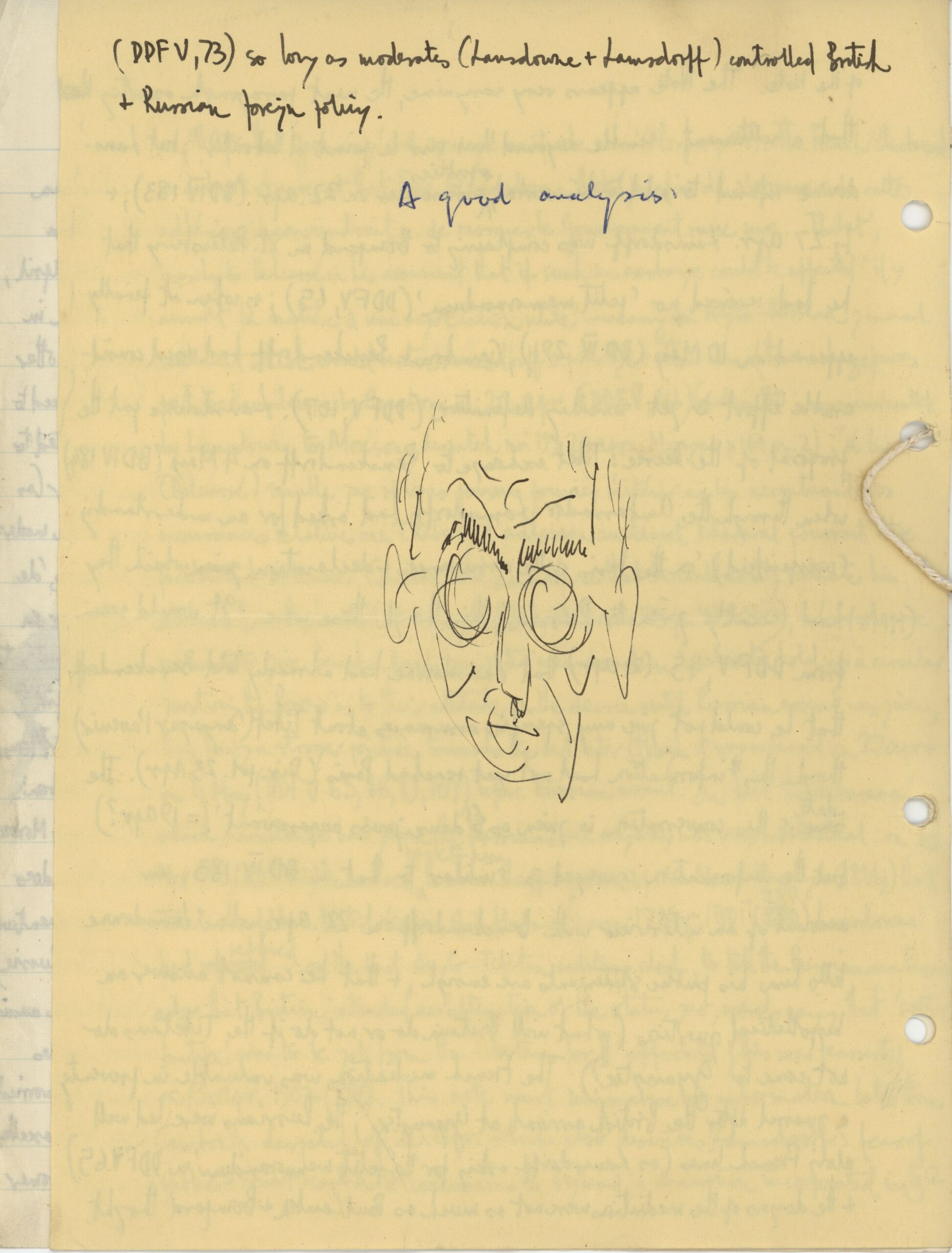 A good analysis. (handwritten) Doodle of a wrinkled male face [by Bradbury, depicting Taylor?]